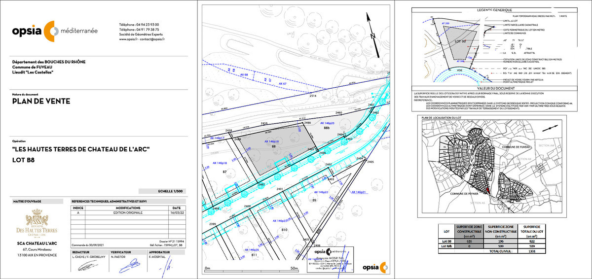 Terrain libre constructeur sur Golf - Domaine d'exception - proche 13100 AIX EN PROVENCE - Aix-en-Provence - Plan du lot B8